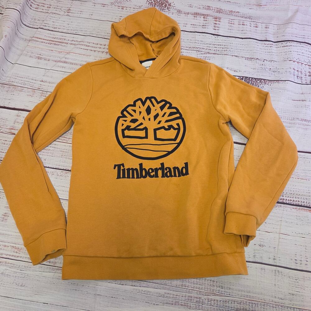 Timberland  Boys Medium M Mustard Yellow Logo Hoodie Pullover